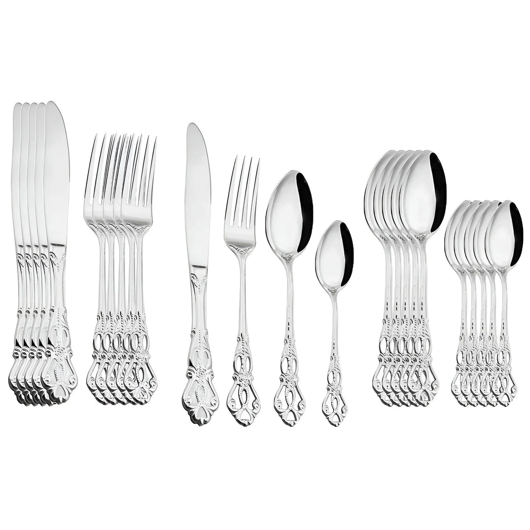 Lisslune | Luxurious 24-piece Gold Cutlery Set with Elegant Embellishment