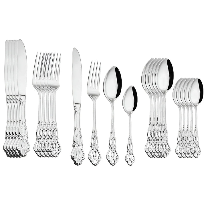 Lisslune | Luxurious 24-piece Gold Cutlery Set with Elegant Embellishment