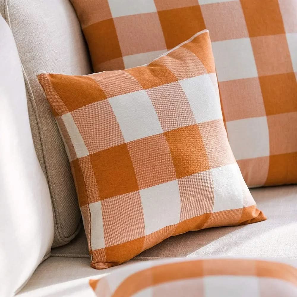 Lisslune | Checked Plaid Pillowcase 45x45 cm Cotton Blend Cushion Cover