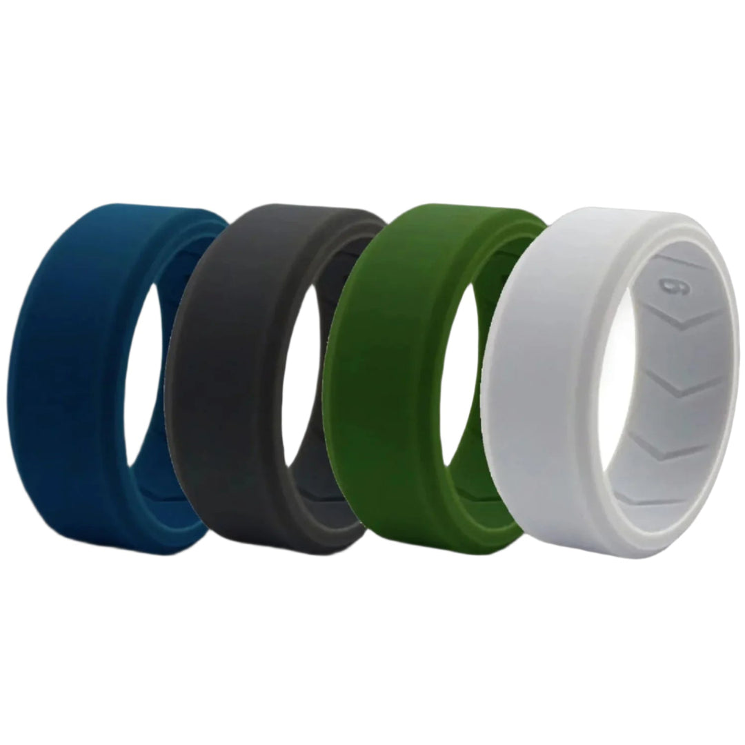 Lisslune | Black Silicone Ring Set x 4– Stylish and Durable Wedding Band Alternative