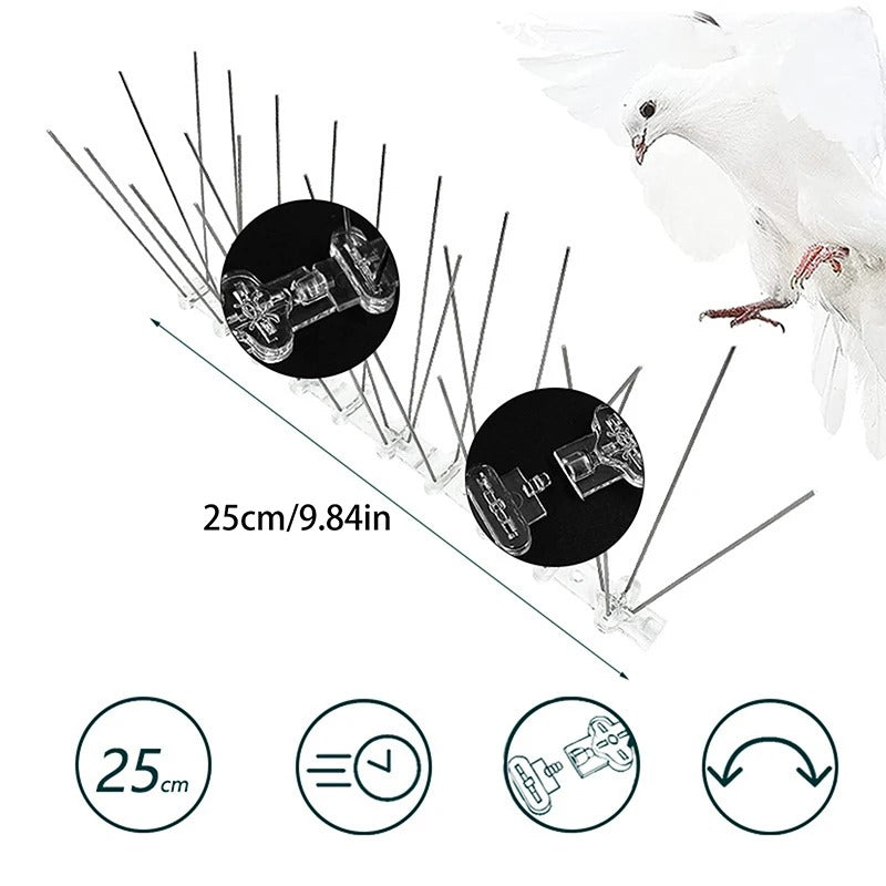 Lisslune | 1PC Stainless Steel Pigeon Spikes And Bird Repeller Deterrent 25cm Balcony Anti-bird Repellent Thorn Nail Kit Pest Control