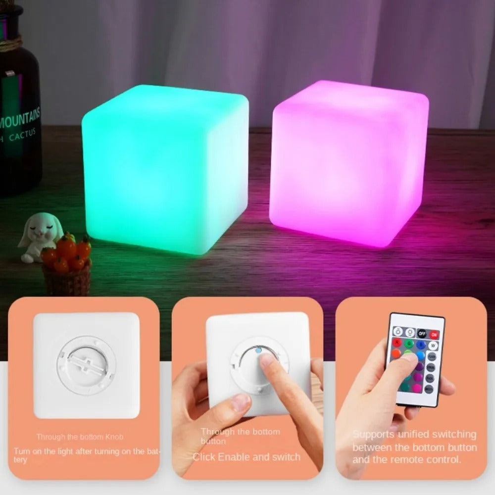 Lisslune | LED Cube Lamp - Modern Square Lamp with Ambient Lighting