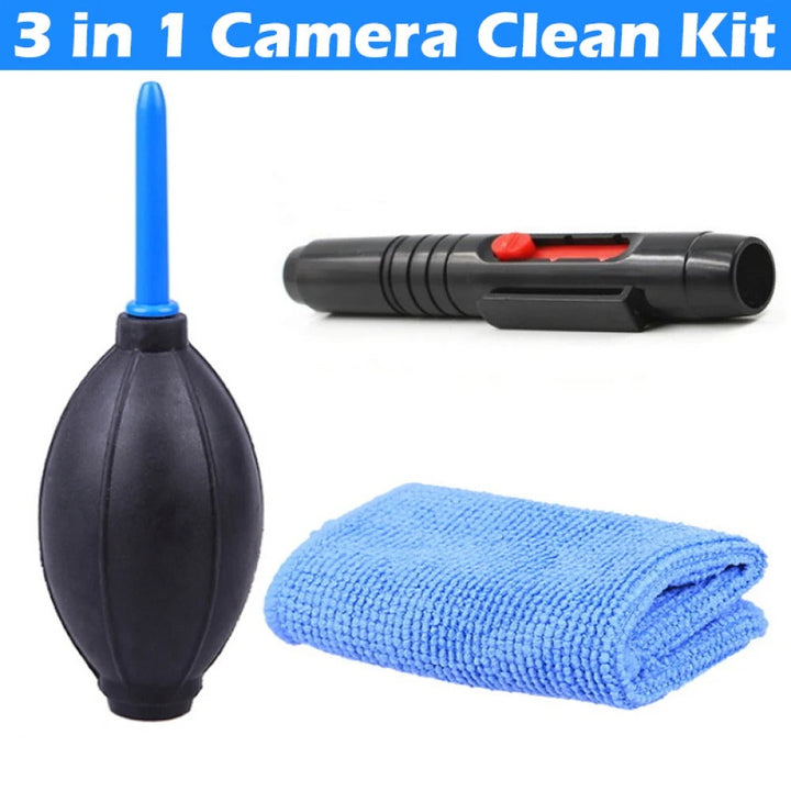 Lisslune | 3 in 1 Portable Camera Clean Kit Lens Cleaning Cleaner Dust Pen Blower Cloth Kit for Camera, Videos, Lenses, CCD