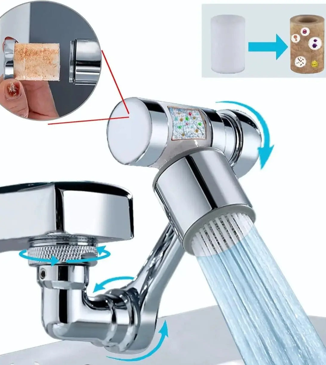 Lisslune | Filtered Faucet Extender | 1080° Rotation, Dual Flow Modes & Built-In Filter for Cleaner Drinking Water