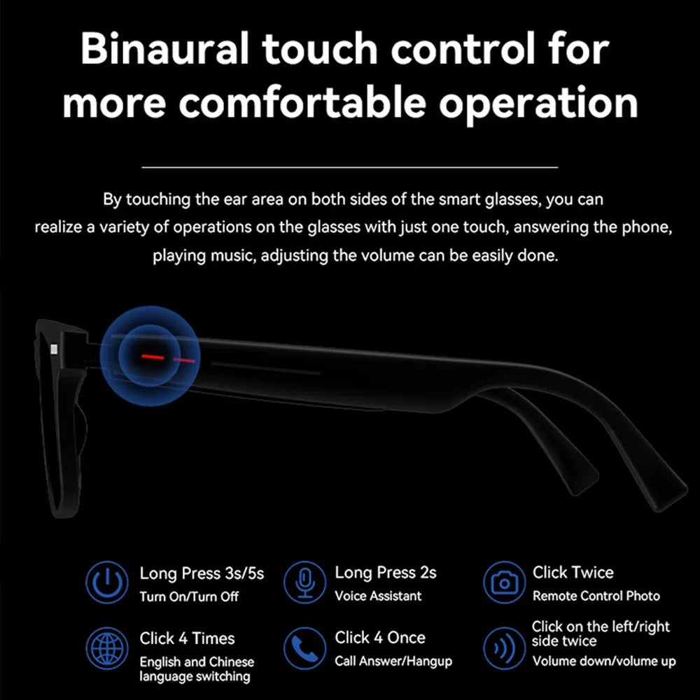 Lisslune | Smart Glasses with Blue Light Filter | Waterproof, Bluetooth Call & Music Functionality for Everyday Use