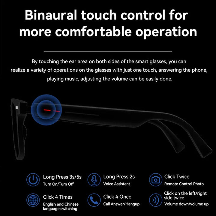 Lisslune | Smart Glasses with Blue Light Filter | Waterproof, Bluetooth Call & Music Functionality for Everyday Use