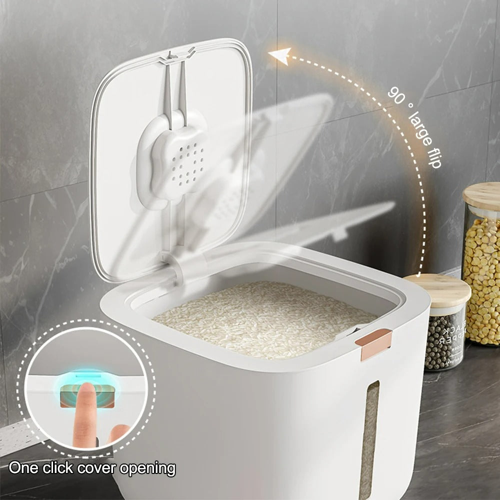 Lisslune | VoorraadKlik – Airtight dispenser box with measuring cup for rice and grains (5 or 10 kg)