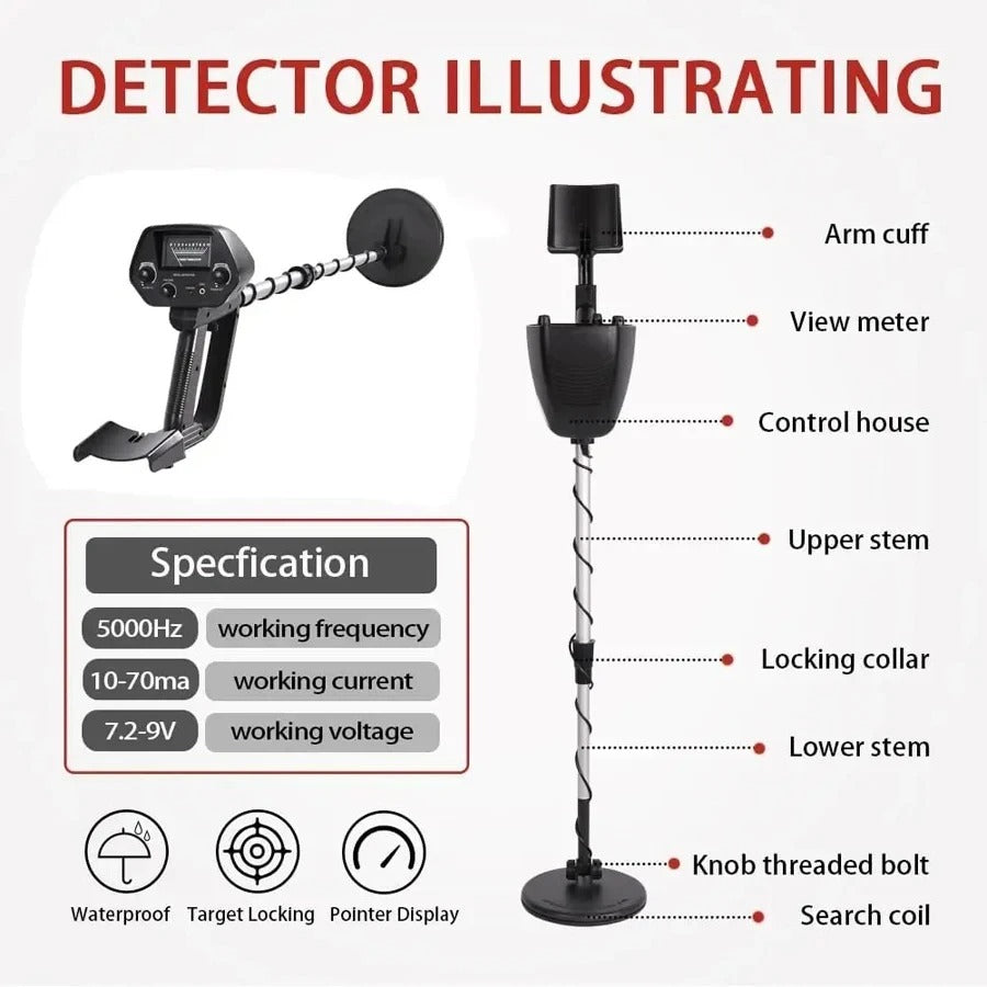 Lisslune | Professional Underground Metal Detector - High Accuracy for Gold Detecting & Treasure Hunting