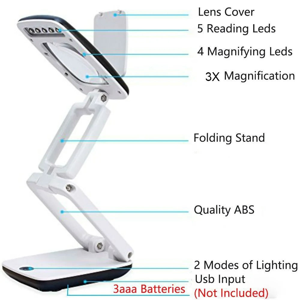Lisslune | Full Page Magnifying Glass with Light & Stand | Reading Aid for the Elderly