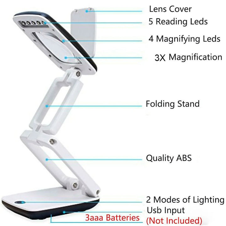 Lisslune | Full Page Magnifying Glass with Light & Stand | Reading Aid for the Elderly