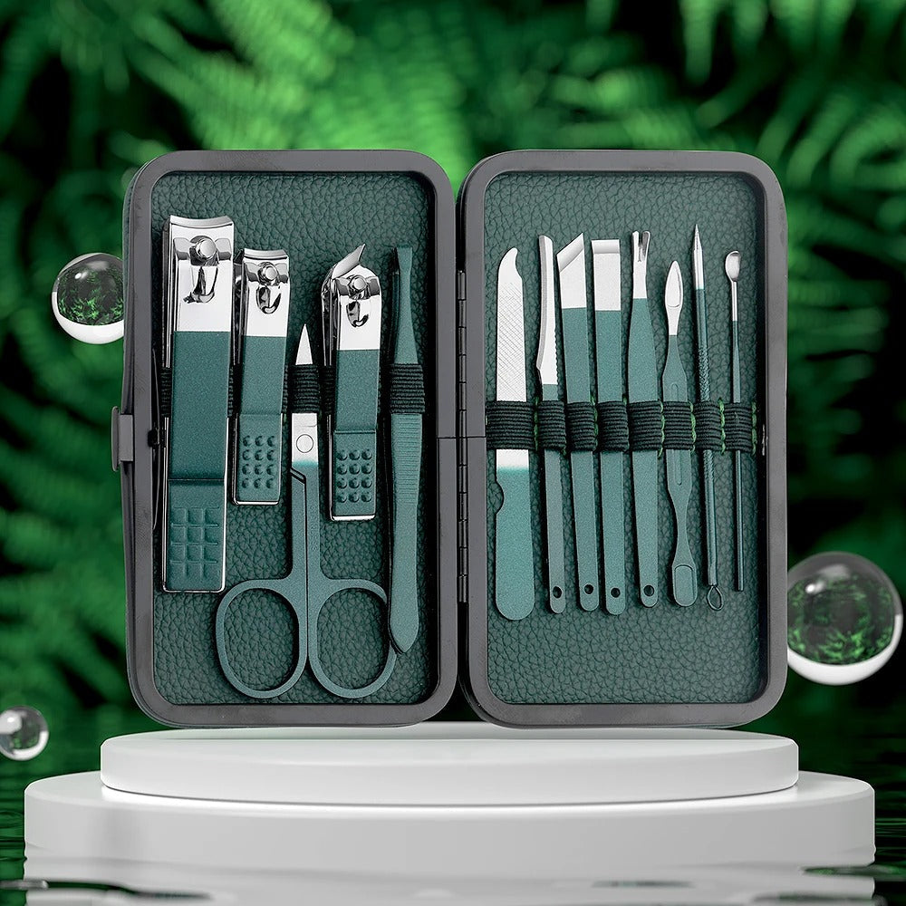 Lisslune | Stainless Steel Grooming Set | 7, 13, or 24-Piece Kits for Manicures & Pedicures at Home or Travel