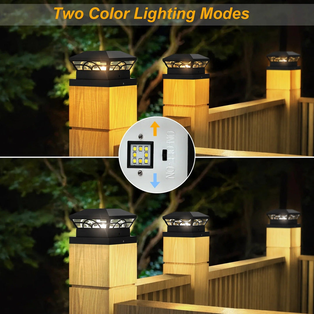 Lisslune | Peake Solar Post Cap Light - Durable Outdoor Solar Post Lights for Fence Posts