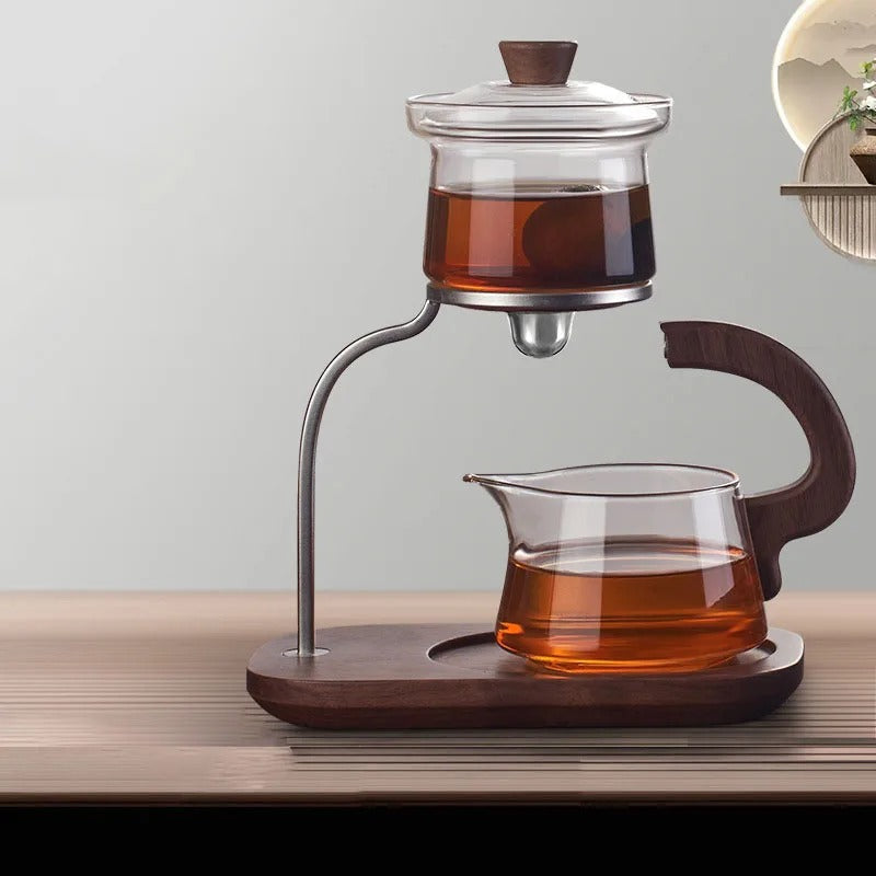 Lisslune | Walnut Signature One-Key Glass Tea Set