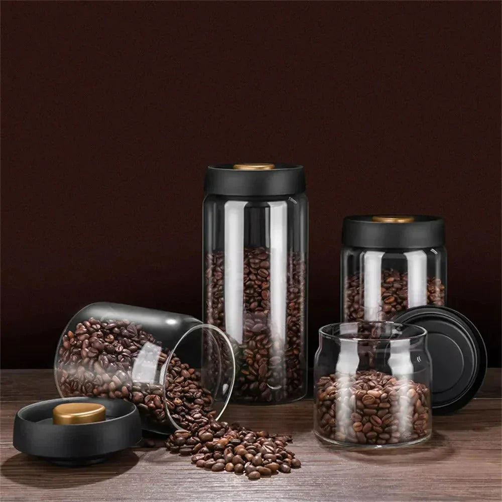Lisslune | Glass coffee bean storage container with aroma protection lid for long-lasting freshness