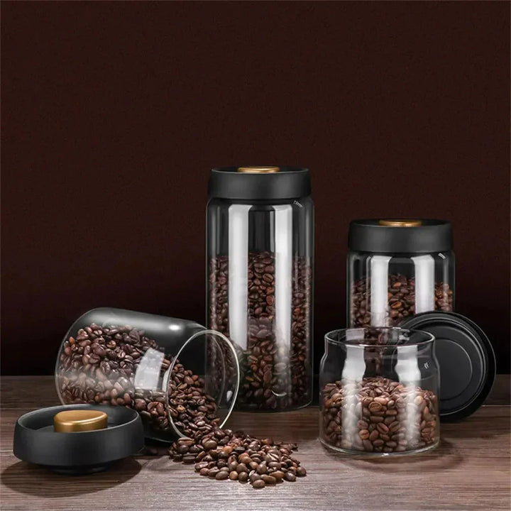 Lisslune | Glass coffee bean storage container with aroma protection lid for long-lasting freshness