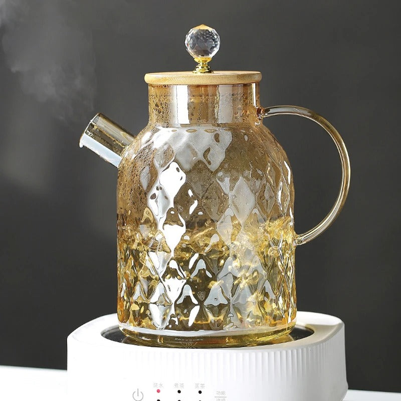 Lisslune | Classic Crystal Teapot | Glass & Wood