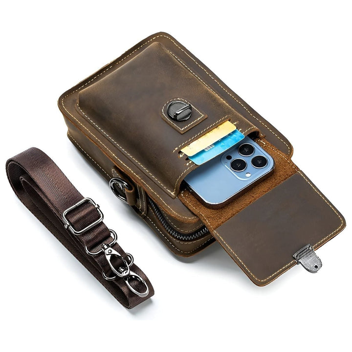 Lisslune | Vidal Bag – Functional Leather Waist Bag for Men with Adjustable Strap and Multi-Pocket Design