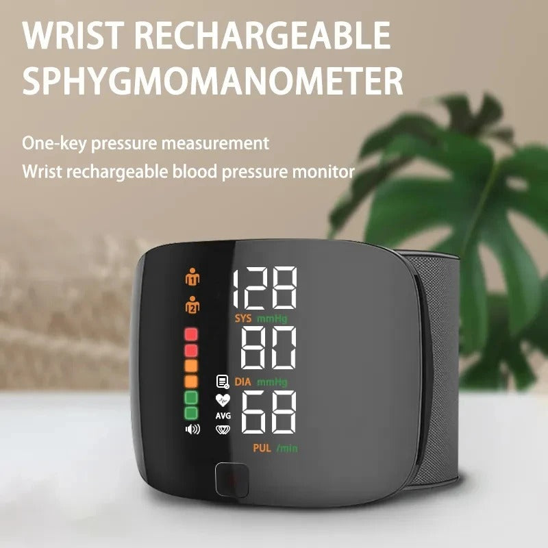 Lisslune | Smart Wrist Blood Pressure Monitor – Electronic Portable Sphygmomanometer with Voice Alerts