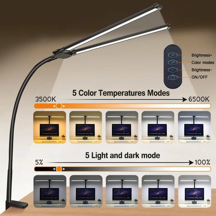 Lisslune | Double-Head LED Desk Lamp | Lighting Solution for Study, Work & Office Use