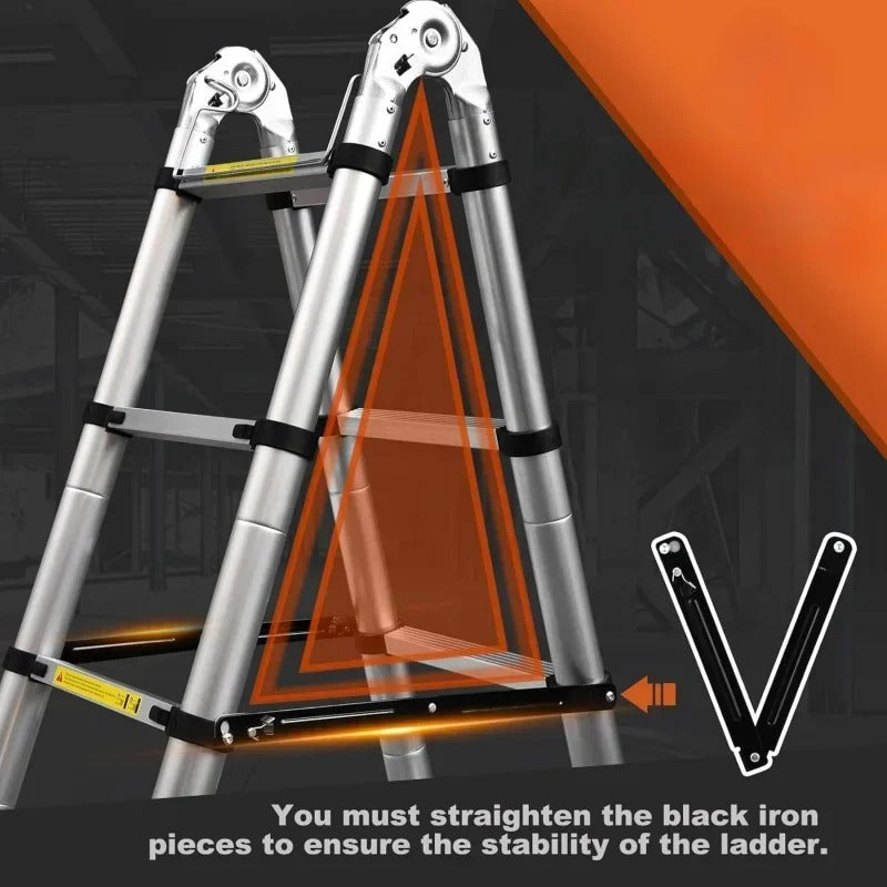 Lisslune | Collapsible Extendable Ladder UK – Telescopic Ladder with Non-Slip Feet, Soft-Close System for Indoor & Outdoor Use