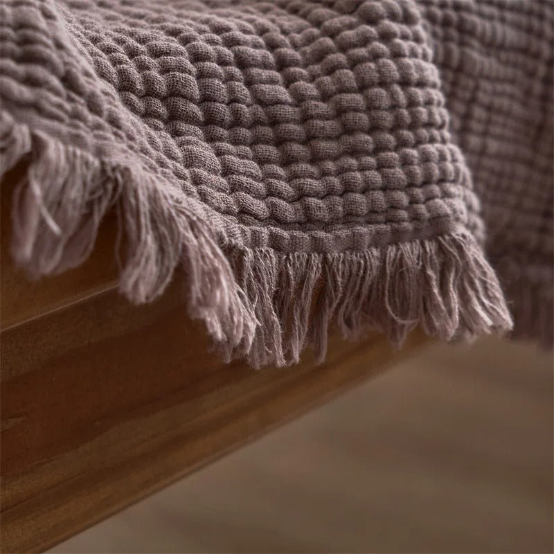 Lisslune | Allison Tassel Cotton Blanket 100% Woven Throw Blanket