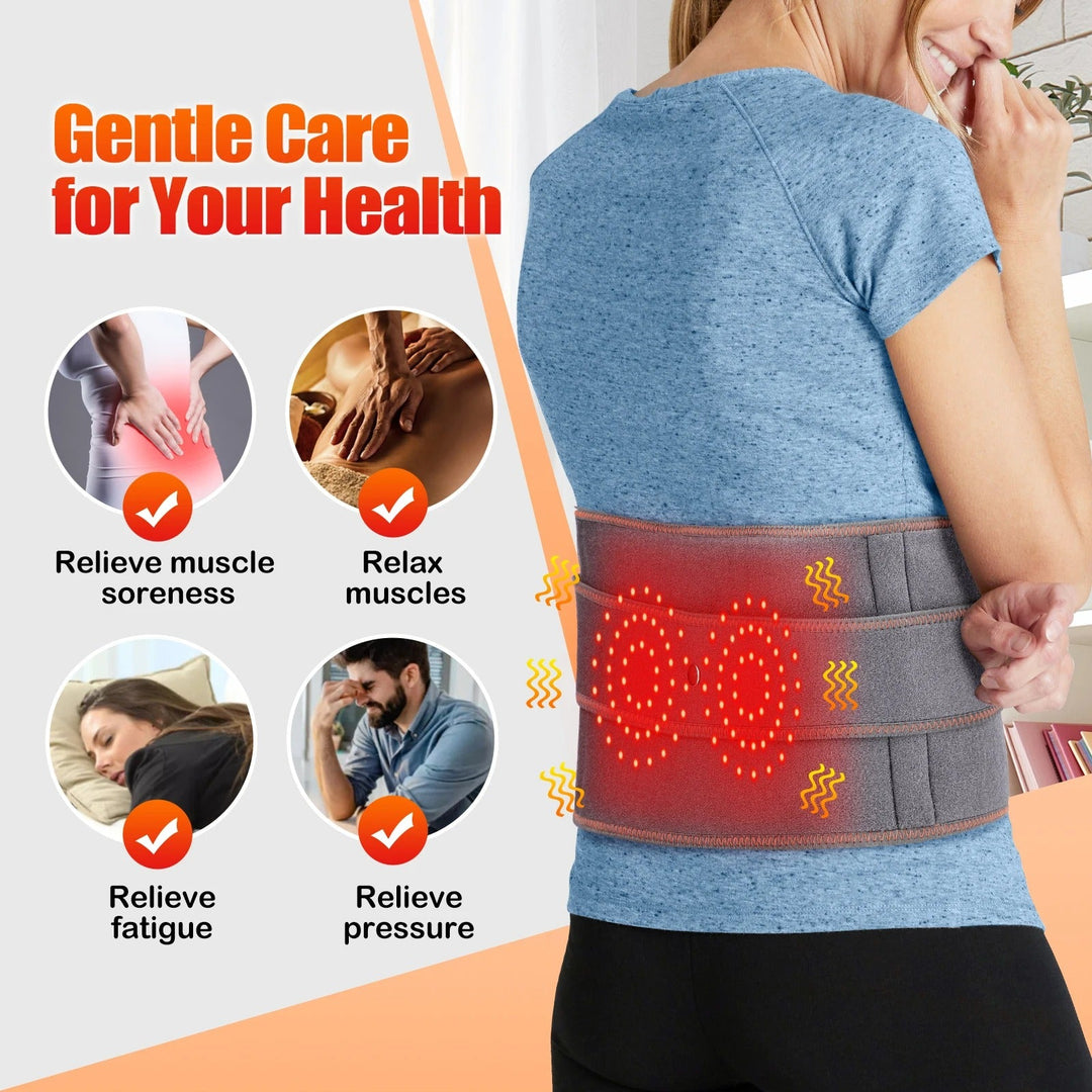 Lisslune | Heated Lower Back Support - Adjustable Heat Therapy for Pain Relief