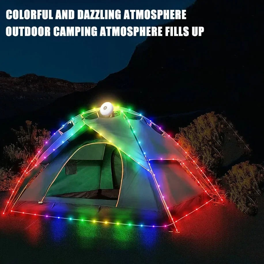 Lisslune | CampBeam LED Outdoor String Lights – Rechargeable Waterproof Lights with Magnetic Hooks & 5 Lighting Modes