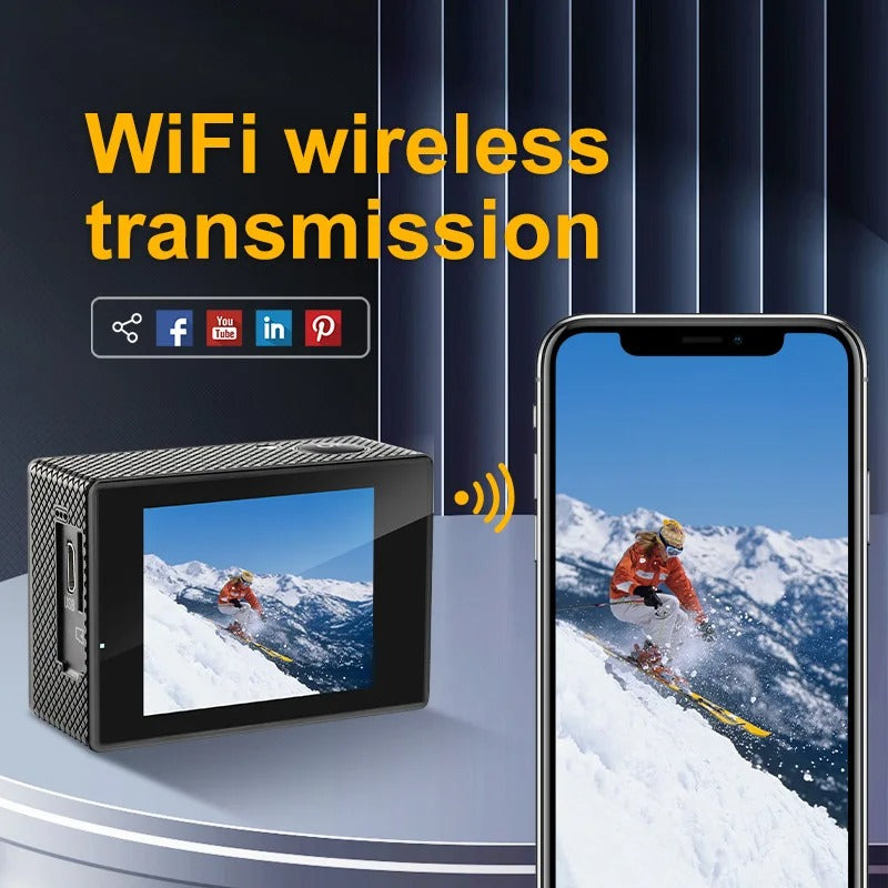 Lisslune | 4K Ultra HD Sport Pro Camera - Wifi Enabled and Waterproof for Vlogging and Outdoor Sports