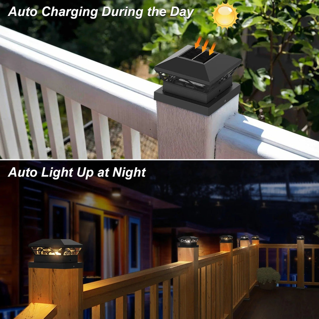 Lisslune | Peake Solar Post Cap Light - Durable Outdoor Solar Post Lights for Fence Posts