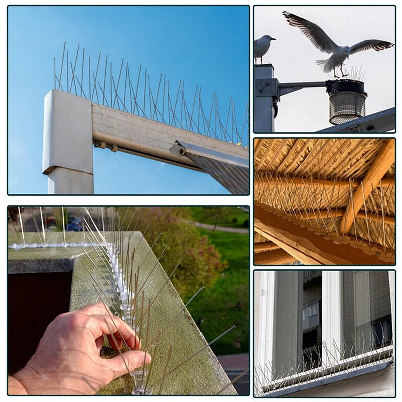 Lisslune | 1PC Stainless Steel Pigeon Spikes And Bird Repeller Deterrent 25cm Balcony Anti-bird Repellent Thorn Nail Kit Pest Control