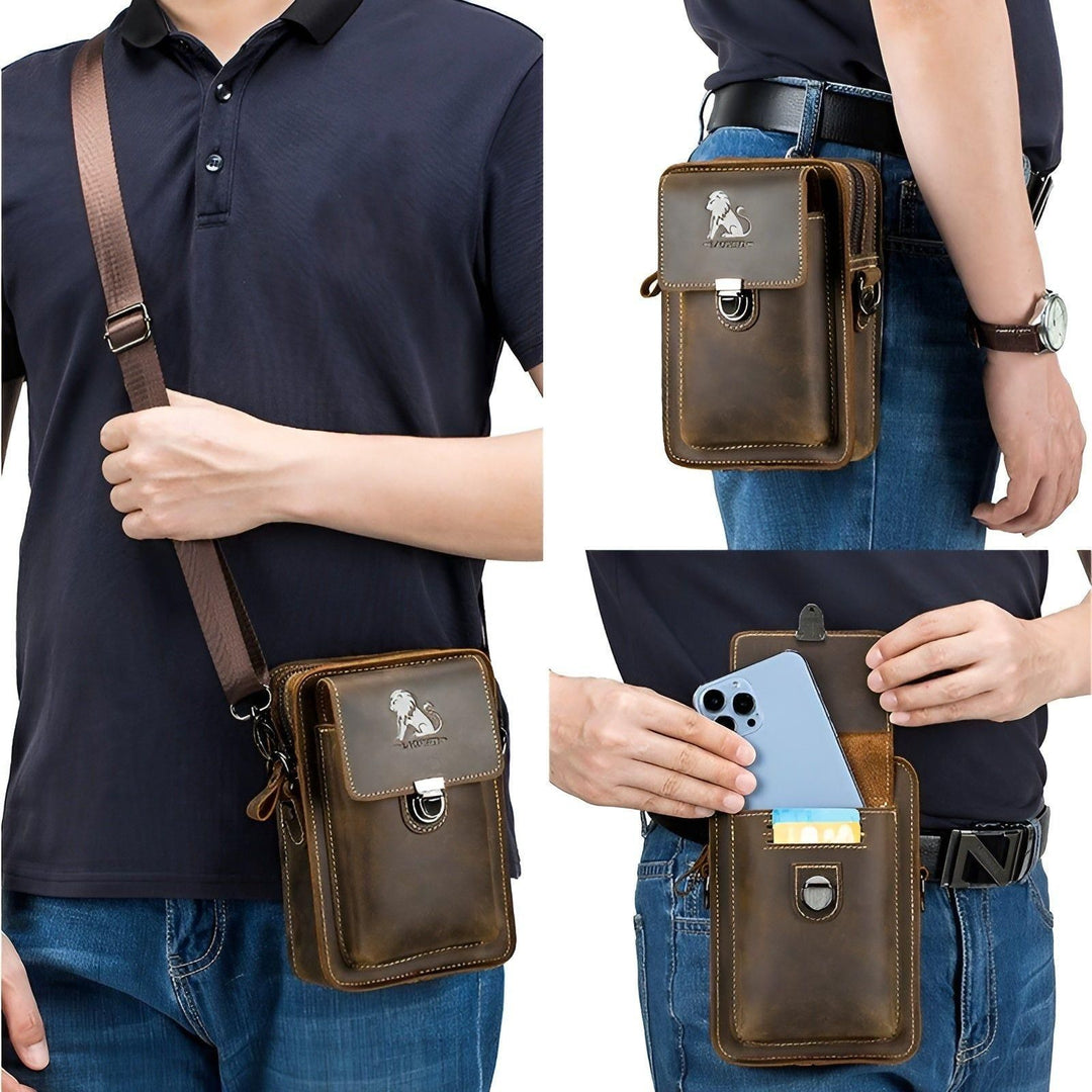 Lisslune | Vidal Bag – Functional Leather Waist Bag for Men with Adjustable Strap and Multi-Pocket Design