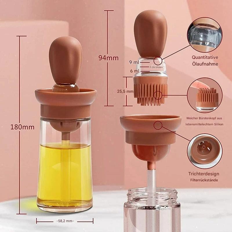 Lisslune | Oil dispenser with silicone brush – Precise dosing & Easy application for cooking & grilling