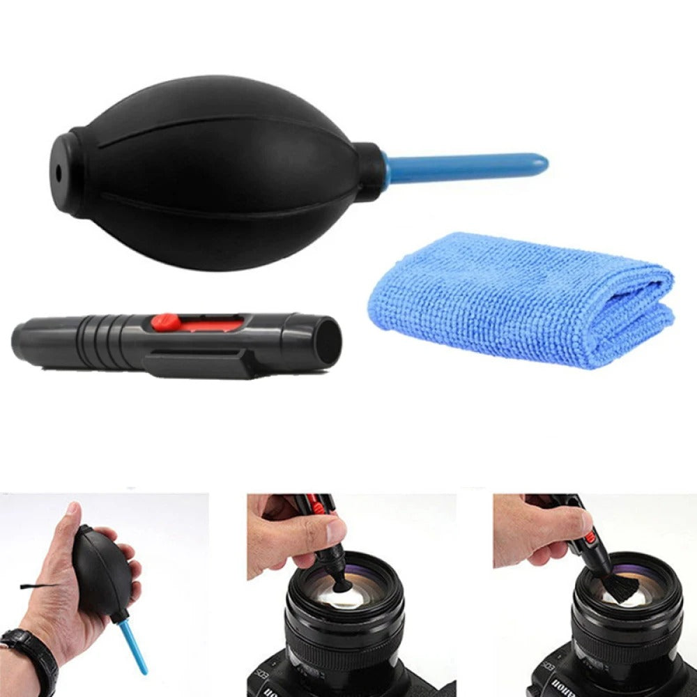 Lisslune | 3 in 1 Portable Camera Clean Kit Lens Cleaning Cleaner Dust Pen Blower Cloth Kit for Camera, Videos, Lenses, CCD