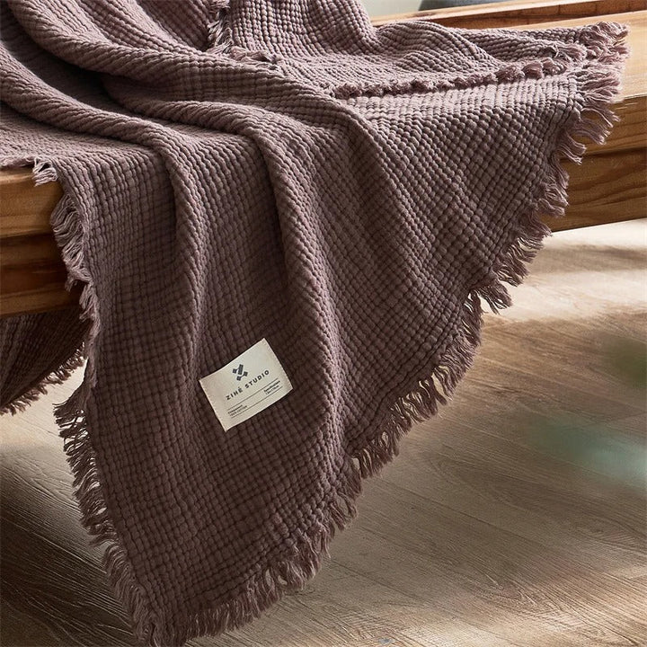 Lisslune | Allison Tassel Cotton Blanket 100% Woven Throw Blanket