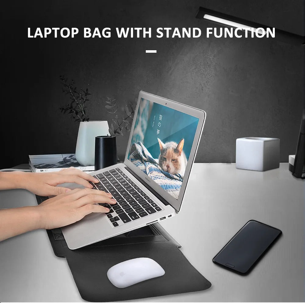 Lisslune | 4-in-1 Laptop Sleeve - Slim Protective Case with Stand Function