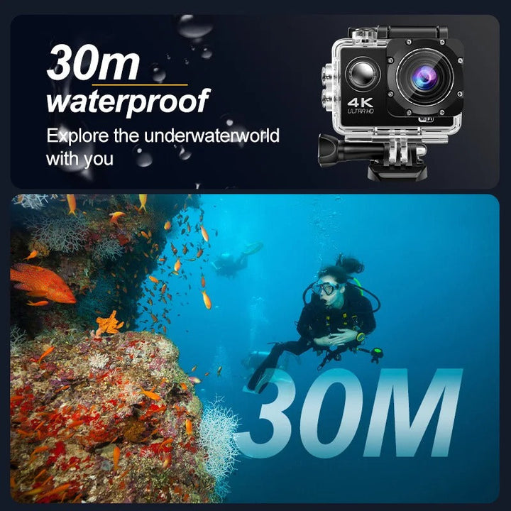 Lisslune | 4K Ultra HD Sport Pro Camera - Wifi Enabled and Waterproof for Vlogging and Outdoor Sports