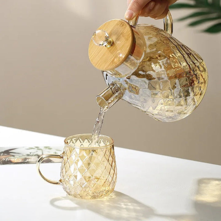 Lisslune | Classic Crystal Teapot | Glass & Wood