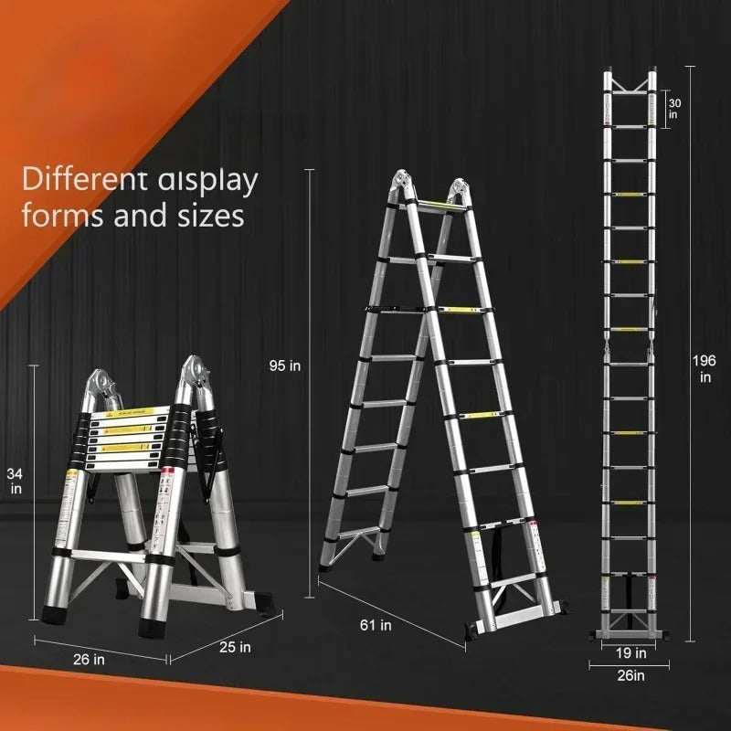 Lisslune | Collapsible Extendable Ladder UK – Telescopic Ladder with Non-Slip Feet, Soft-Close System for Indoor & Outdoor Use