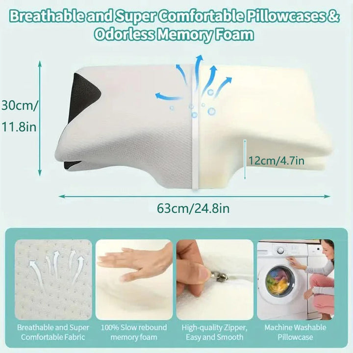 Lisslune | Butterfly Neck Support Memory Pillow | Ergonomic, Hypoallergenic & Ideal for All Sleep Positions