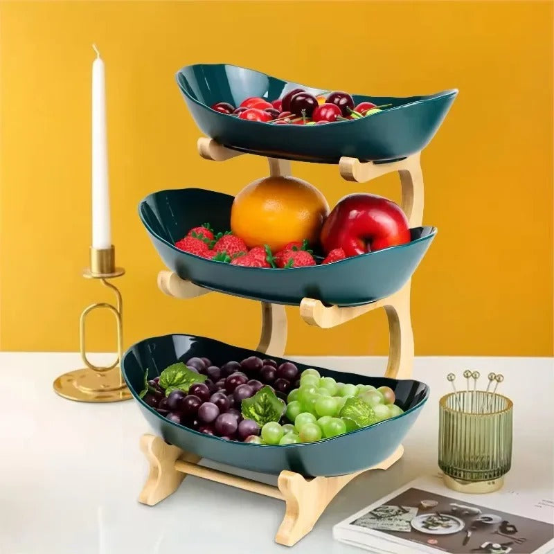 Lisslune | BambuNest – Modern Bamboo Fruit Basket with Removable Trays & Multi-Tier Design