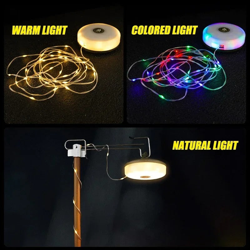 Lisslune | CampBeam LED Outdoor String Lights – Rechargeable Waterproof Lights with Magnetic Hooks & 5 Lighting Modes