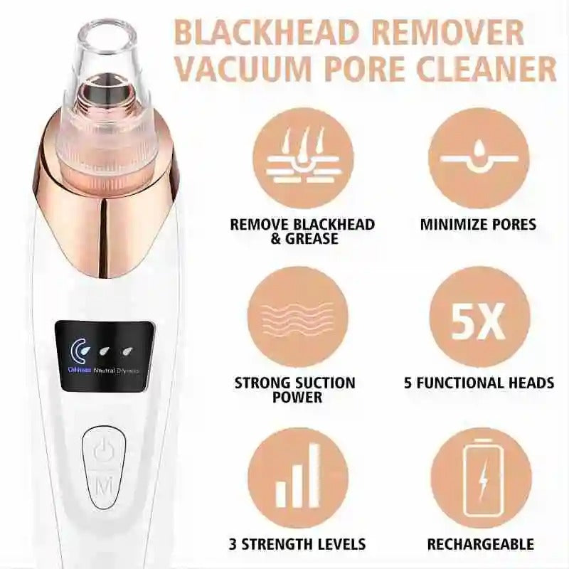Lisslune | Blackhead Remover Vacuum Pore Cleaner | Adjustable Suction, Multi-Functional Tool for Deep Cleansing & Acne Treatment at Home