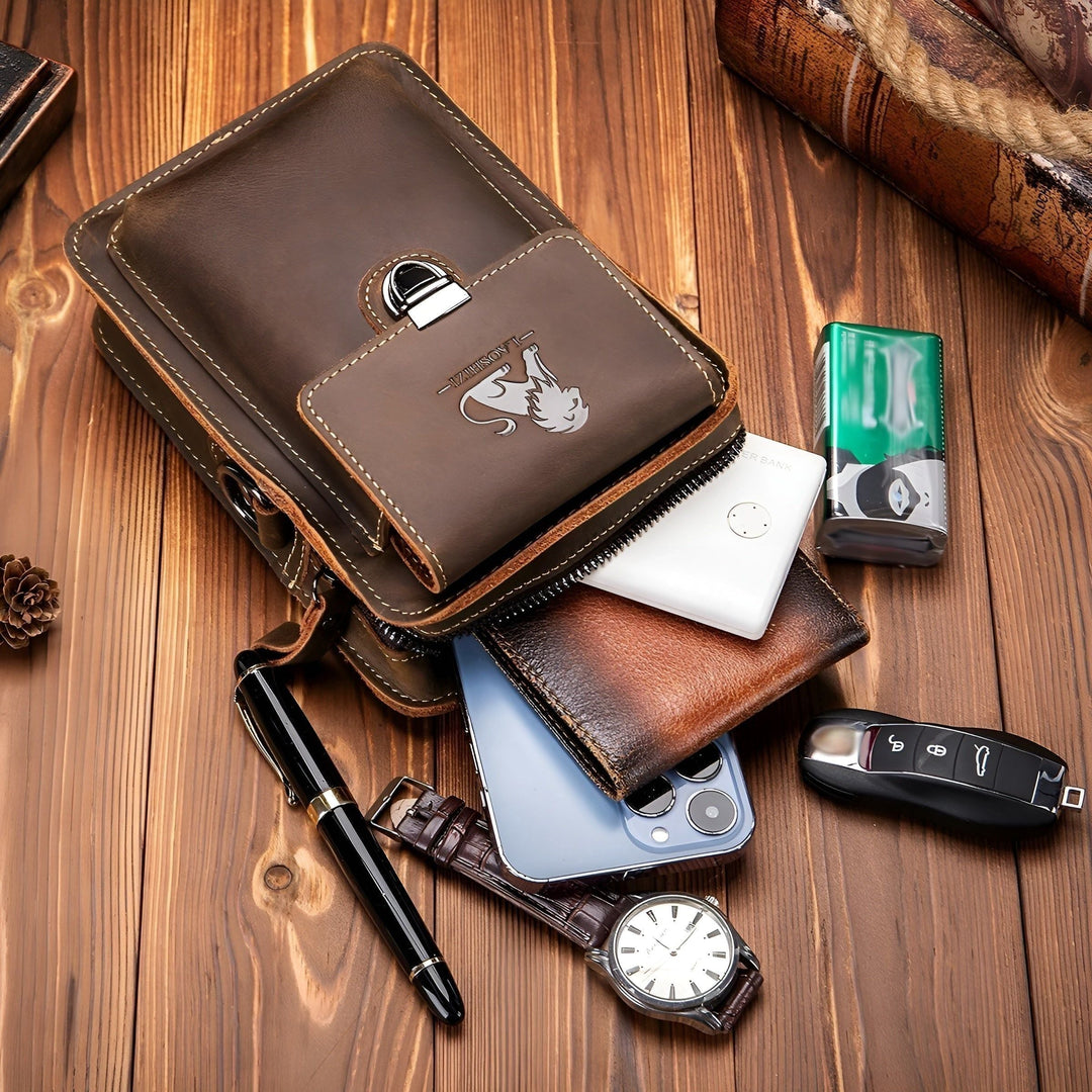 Lisslune | Vidal Bag – Functional Leather Waist Bag for Men with Adjustable Strap and Multi-Pocket Design