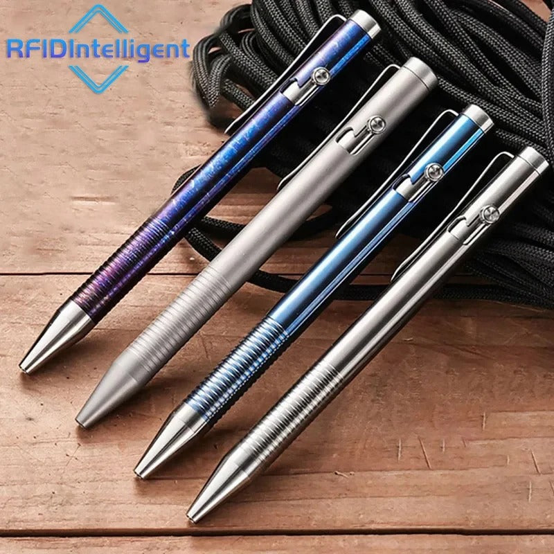 Lisslune | Stonewashed Titanium Bolt Action Pen – Durable Metal Mechanical Writing Pen