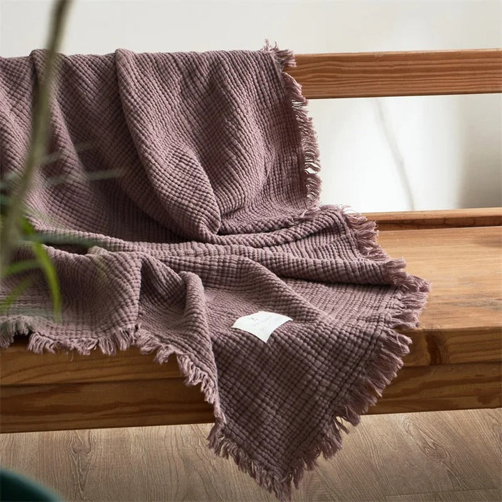 Lisslune | Allison Tassel Cotton Blanket 100% Woven Throw Blanket