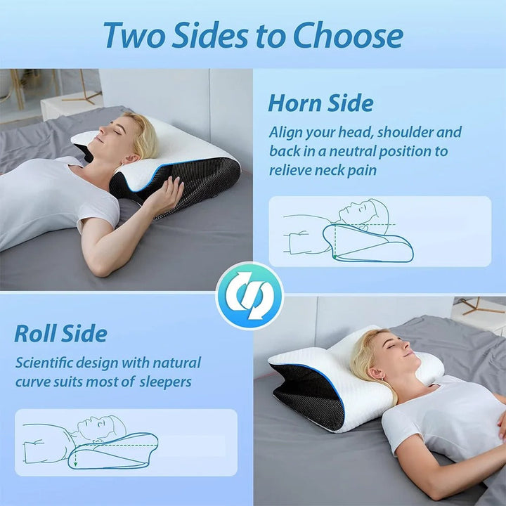 Lisslune | Butterfly Neck Support Memory Pillow | Ergonomic, Hypoallergenic & Ideal for All Sleep Positions