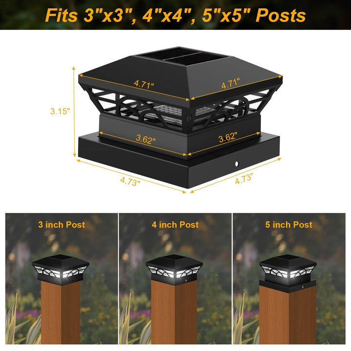 Lisslune | Peake Solar Post Cap Light - Durable Outdoor Solar Post Lights for Fence Posts