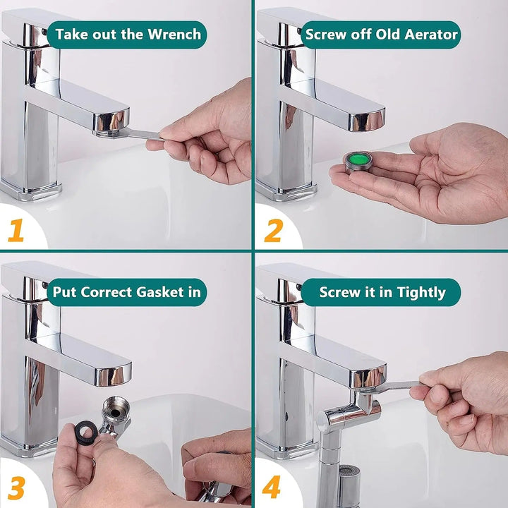 Lisslune | Filtered Faucet Extender | 1080° Rotation, Dual Flow Modes & Built-In Filter for Cleaner Drinking Water