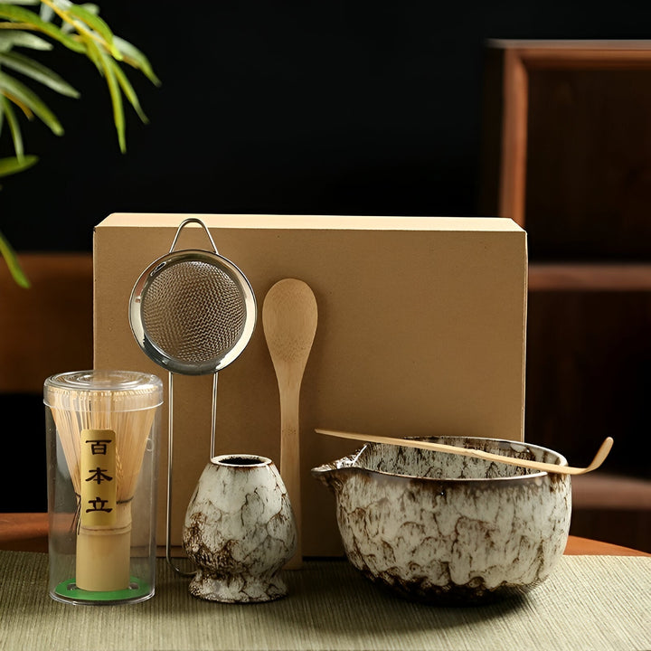 Lisslune | Traditional Matcha Tea Set – 6-Piece Authentic Japanese Matcha Kit – Premium Bamboo & Ceramic