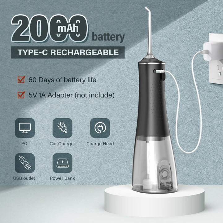 Lisslune | Dental Water Flosser | Rechargeable with 4 Modes & Interchangeable Nozzles for Deep Cleaning and Gum Health